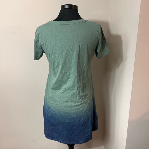 Seafoam Green & Blue Dress Ombré T Shirt Dress in Size Small - Picture 4 of 6